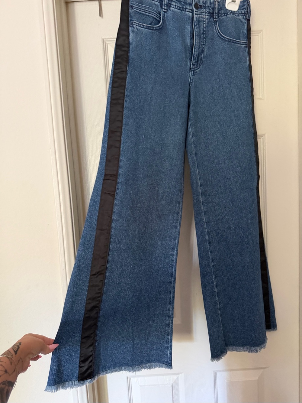Pilcro Wide-Leg Jeans with Black Side Stripe